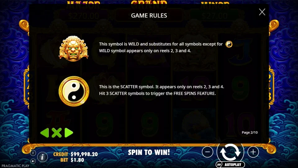 5 Lions Gold rules, page 2