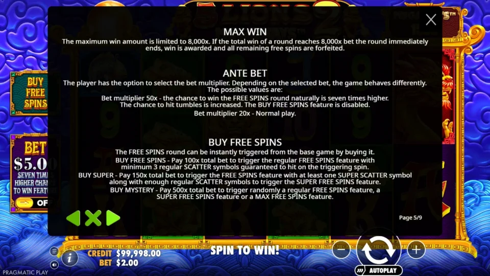 5 Lions Megaways 2 rules, page 5