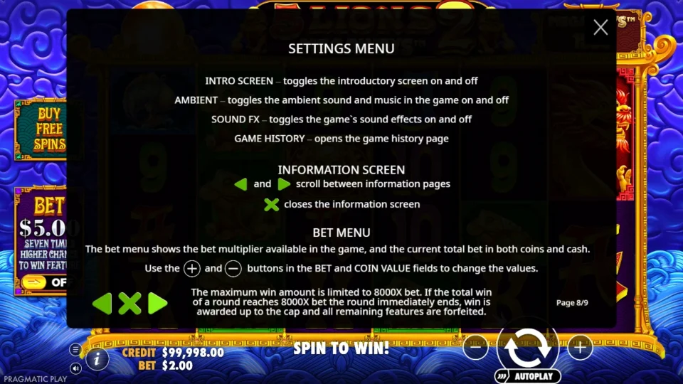 5 Lions Megaways 2 rules, page 8