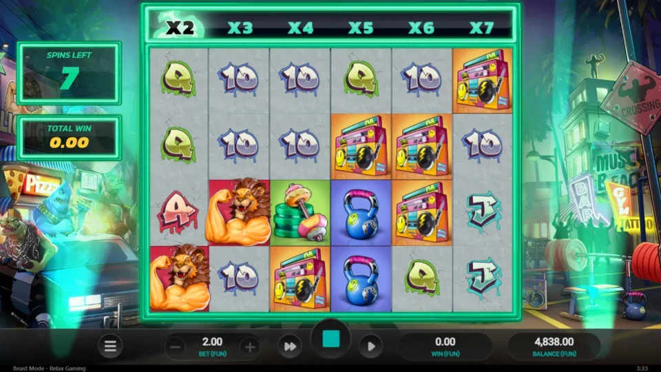 Beast Mode: Bought free spins under way at FUN 160: six spins left, the ladder at x2, no win yet