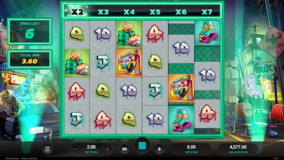 Beast Mode: Natural free spins on media spin 221 begin at x2 with FUN 3.60 collected