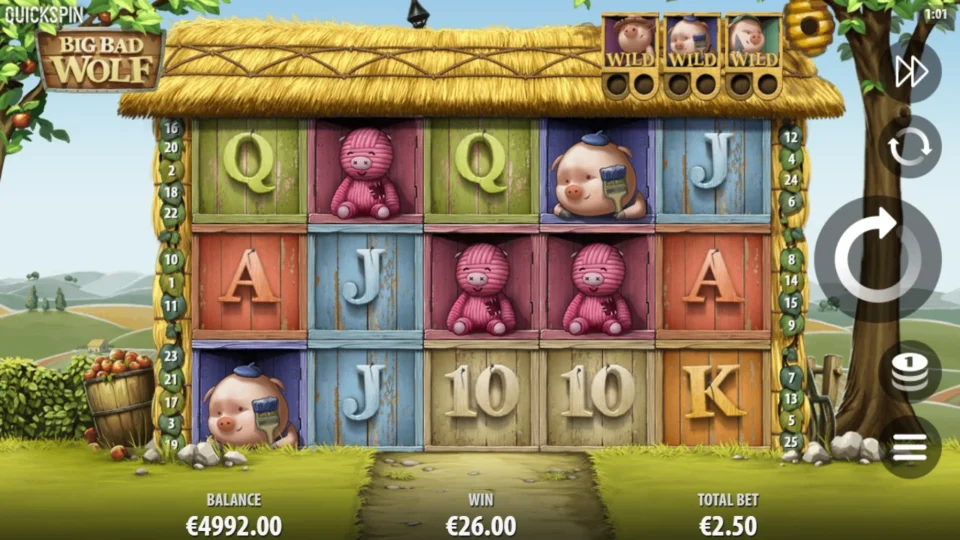 Big Bad Wolf: Base win of EUR 26.00 after the reels swooped