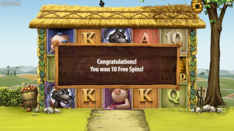 Big Bad Wolf: Three Wolf Scatters award 10 free spins