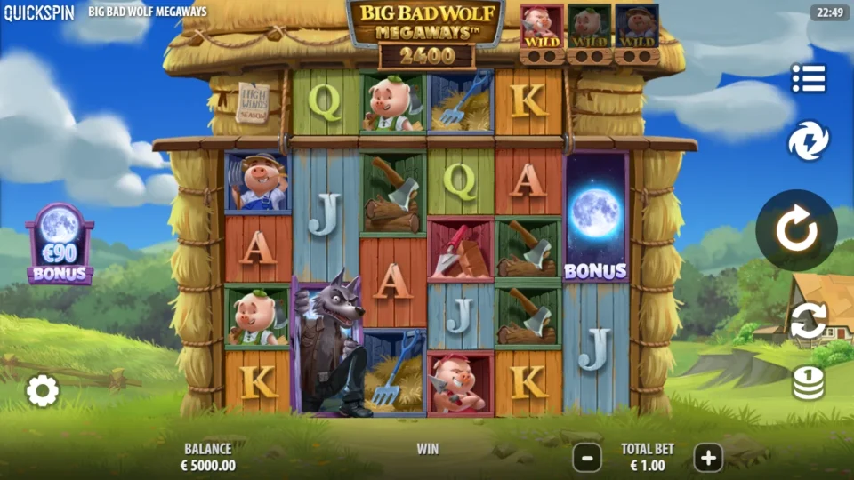 Big Bad Wolf MEGAWAYS demo game field