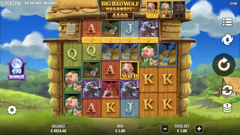 Big Bad Wolf MEGAWAYS: A Piggy Wild in a EUR 5.00 base win on 4,500 ways