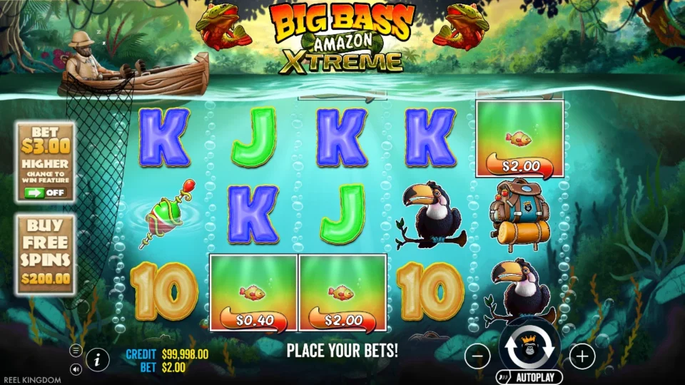 Big Bass Amazon Xtreme: base game, start screen