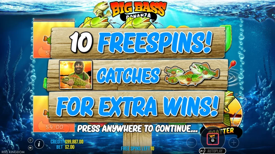 Big Bass Bonanza: free spins triggered (natural trigger) on round 85