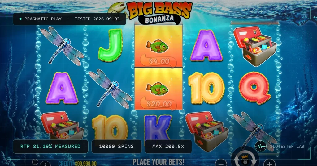 Big Bass Bonanza — Slotester Lab test cover