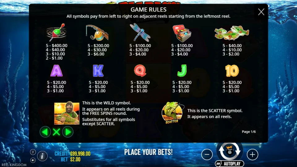 Big Bass Bonanza rules, page 1