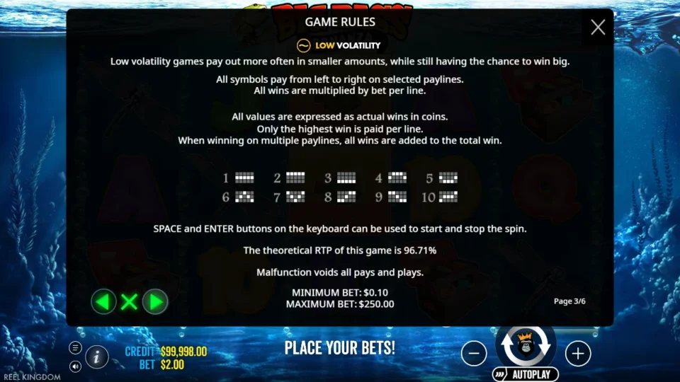 Big Bass Bonanza rules, page 3
