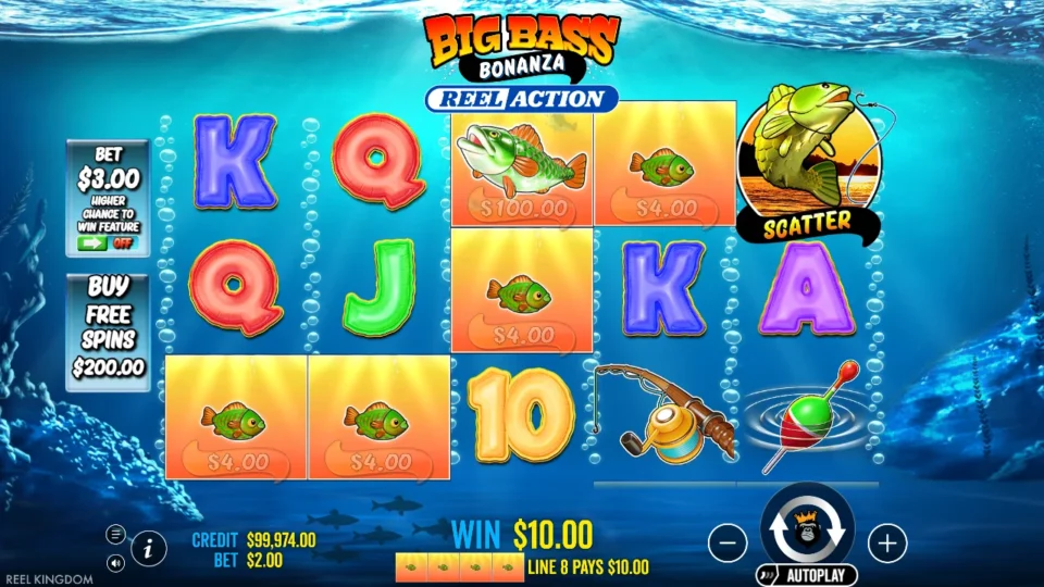 Big Bass Bonanza Reel Action: A USD 10 fish-line win while larger money values remain on the reels