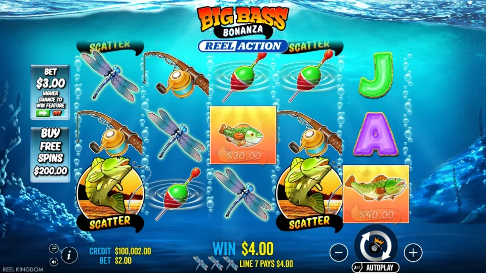 Big Bass Bonanza Reel Action: Dragonflies pay USD 4 on line 7 at the ordinary stake