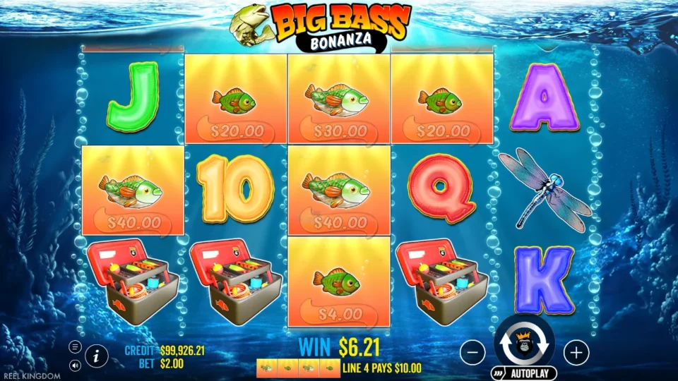 Big Bass Bonanza: win 5.0x (10.0) on media spin 96