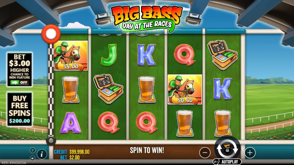 Big Bass Day at the Races: Horse cash values sit on the ordinary reels beside the USD 2 demo stake
