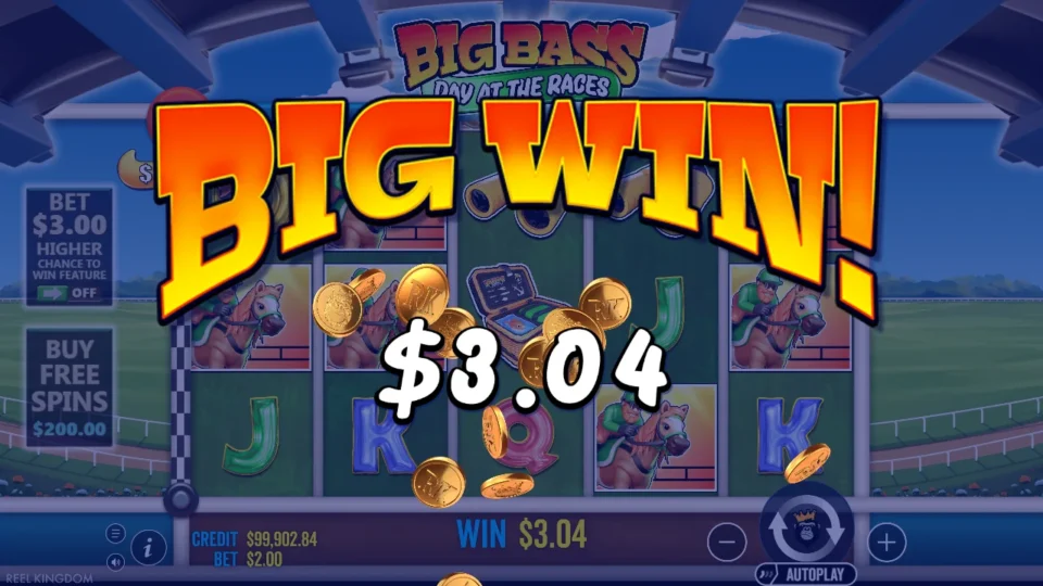 Big Bass Day at the Races: A Big Win count-up covers the ordinary horse-money board