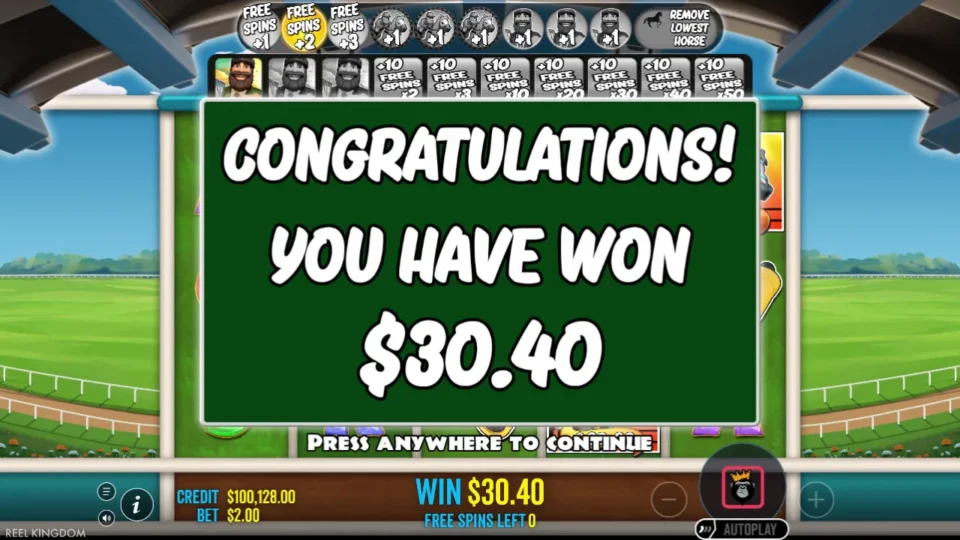 Big Bass Day at the Races: Purchased bonus result: USD 30.40, with only one collector marked