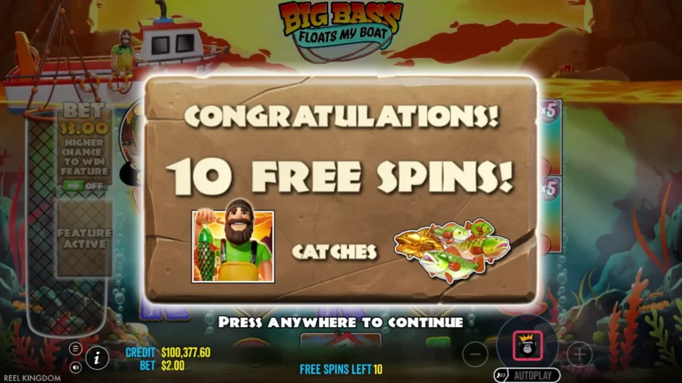 Big Bass Floats My Boat: Standard purchase opens with 10 free spins