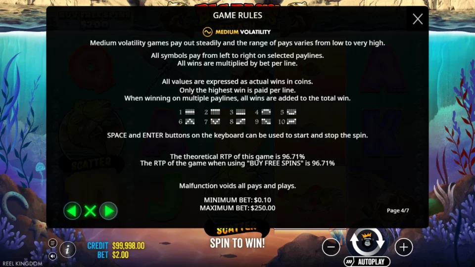 Big Bass Splash rules, page 4