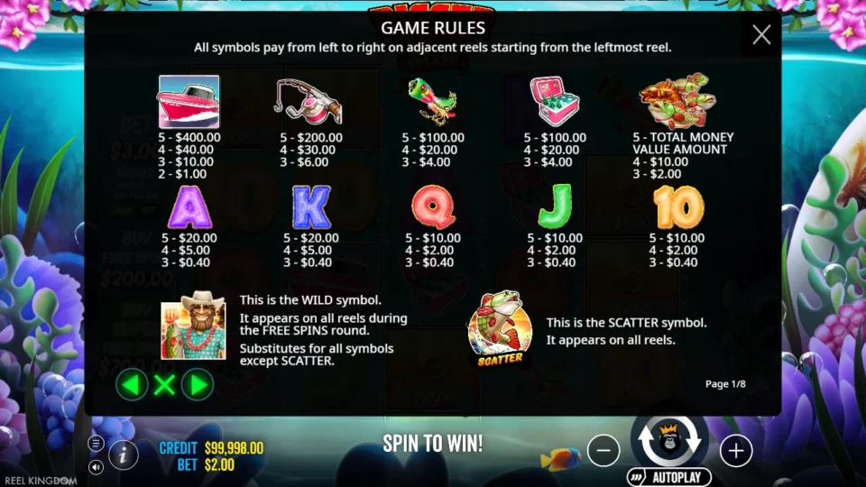 Bigger Bass Splash rules, page 1