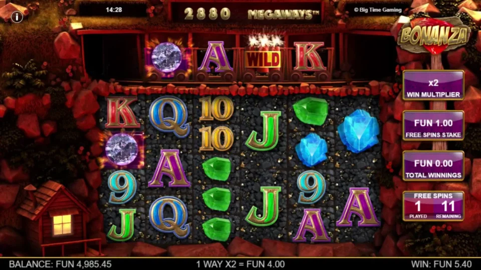 Bonanza: Free spins at x2, one way paying FUN 4.00