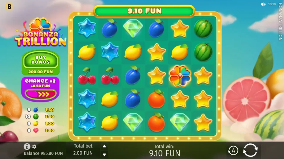 Bonanza Trillion: win 4.5x (9.1) on media spin 76
