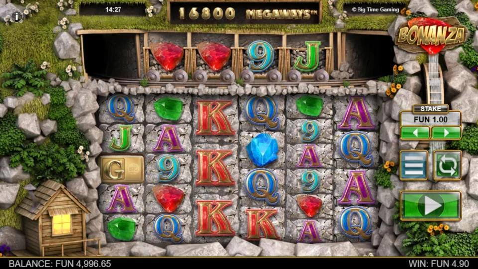 Bonanza: FUN 4.90 base win with a G Scatter on reel one