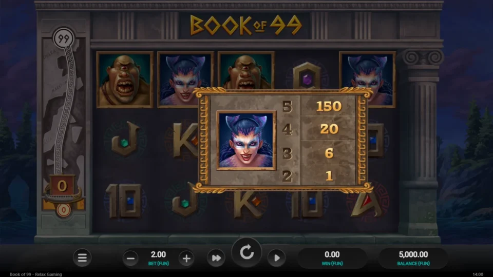Book of 99: Board at the FUN 2 stake with the Wild-collection meter empty on the left
