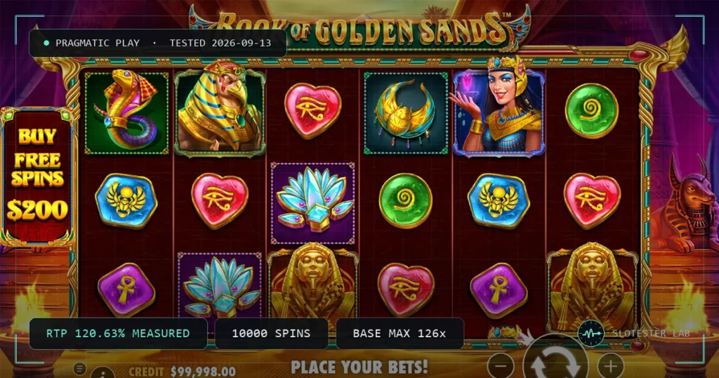 Book of Golden Sands — Slotester Lab test cover