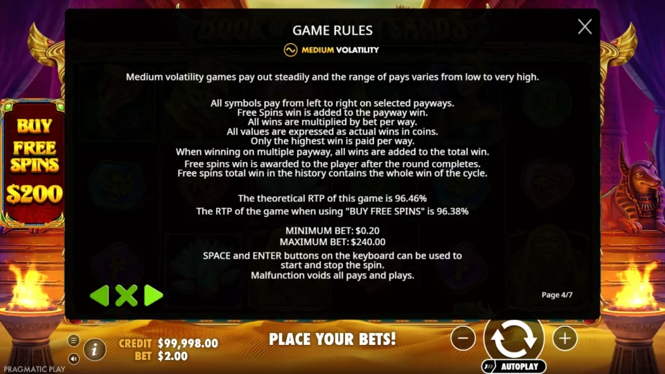 Book of Golden Sands rules, page 4