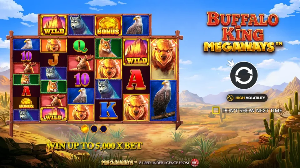 Buffalo King Megaways: intro screen, slide 1