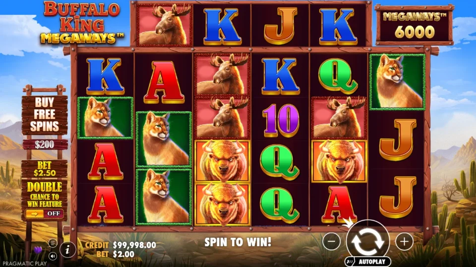 Buffalo King Megaways: base game, start screen