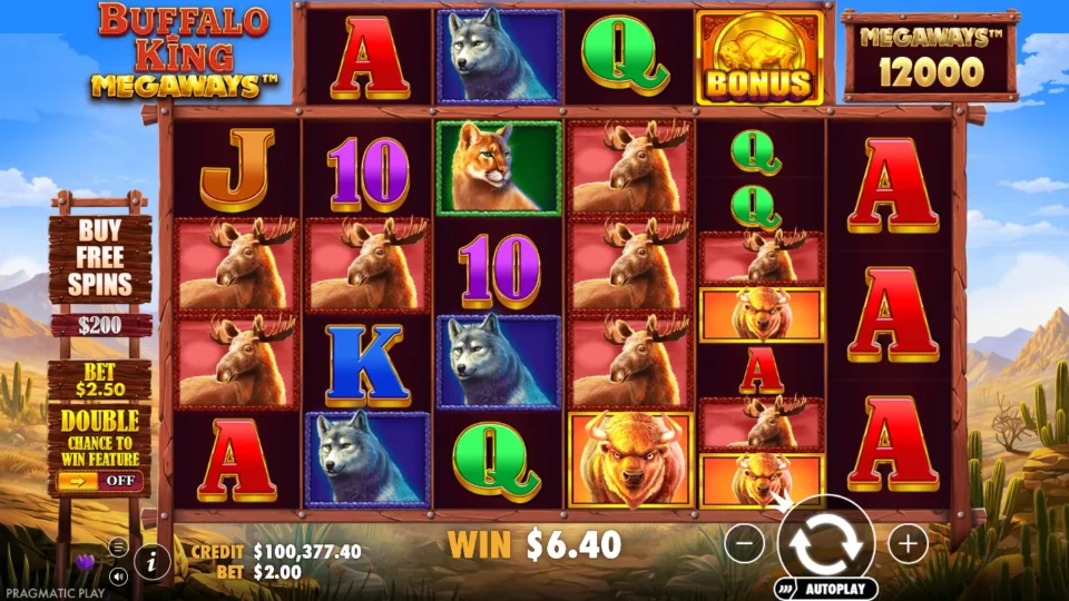 Buffalo King Megaways: win 3.2x (6.4) on media spin 95