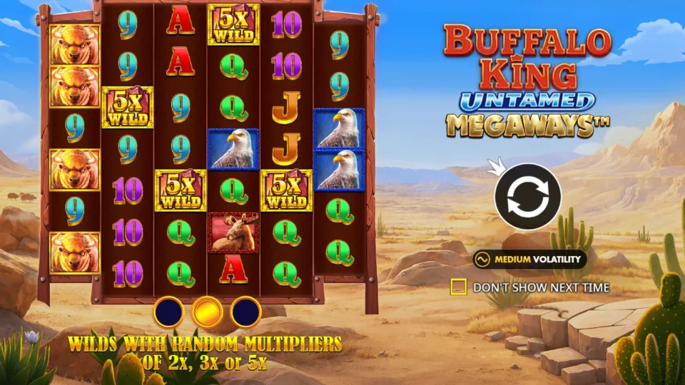 Buffalo King Untamed Megaways: intro screen, slide 2