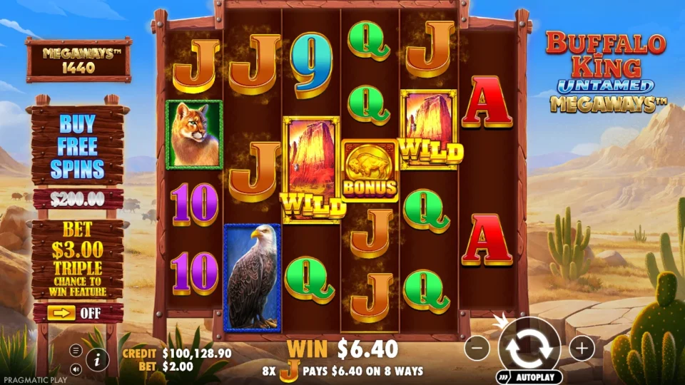 Buffalo King Untamed Megaways: win 3.2x (6.4) on media spin 72