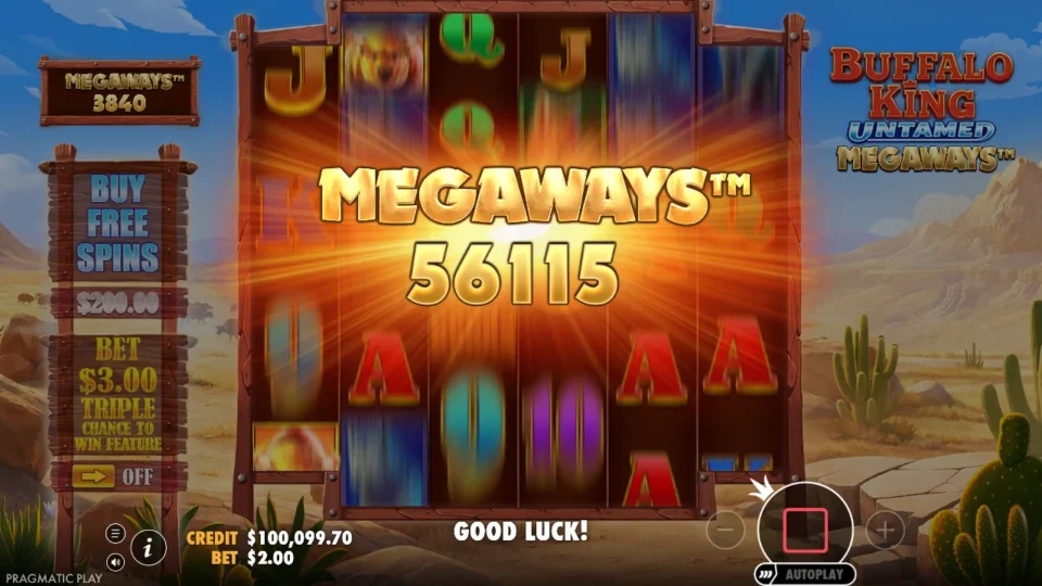 Buffalo King Untamed Megaways: win 5.6x (11.2) on media spin 89