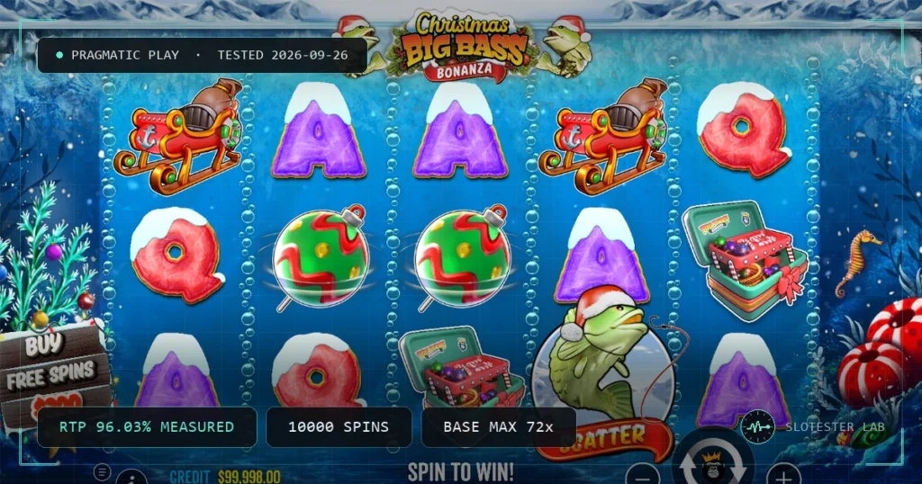 Christmas Big Bass Bonanza — Slotester Lab test cover