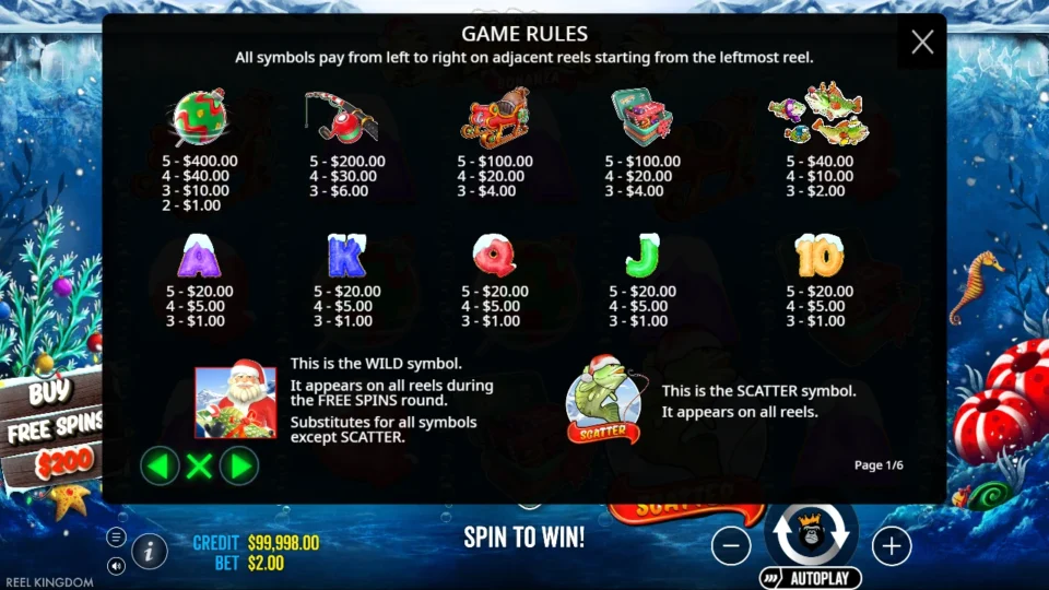 Christmas Big Bass Bonanza rules, page 1