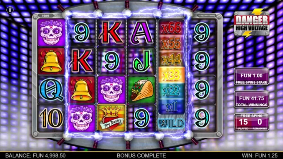 Danger High Voltage: Last of 15 free spins with FUN 41.75 collected