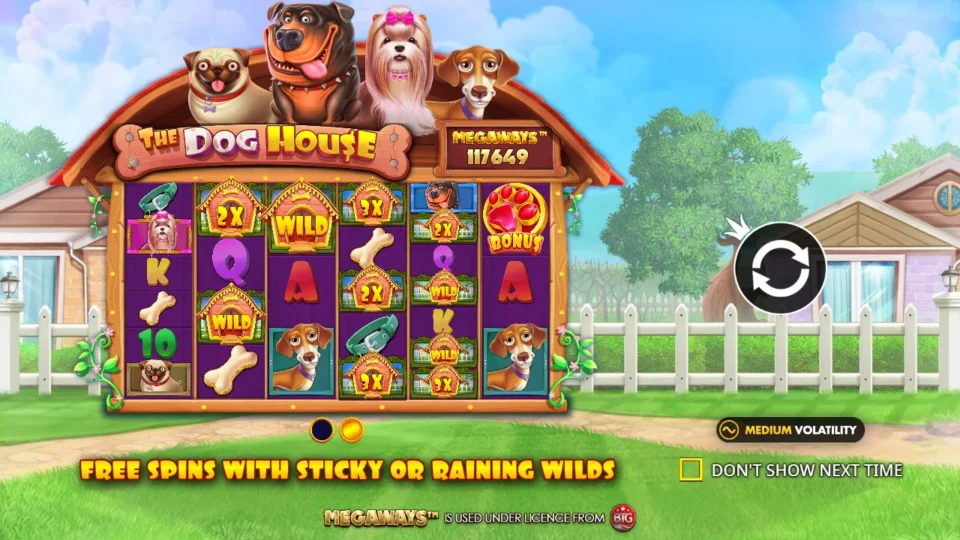 Dog House Megaways: intro screen, slide 2