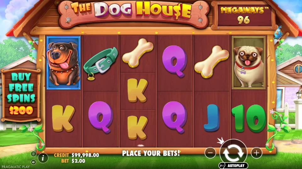 Dog House Megaways: base game, start screen
