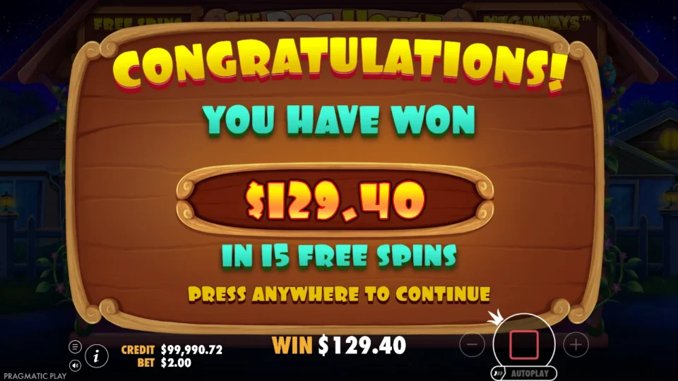 Dog House Megaways: big win 64.7x (129.4) on media spin 17
