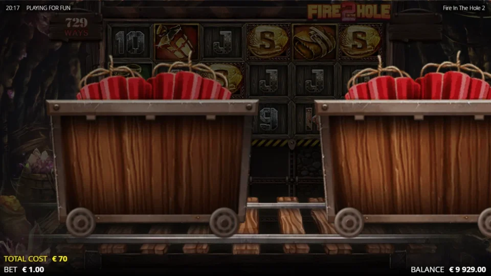 Fire in the Hole 2: Dynamite carts roll in at the start of Lucky Wagon Spins bought for EUR 70