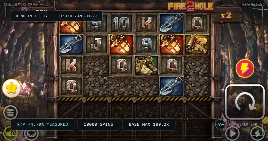 Fire in the Hole 2 — Slotester Lab test cover
