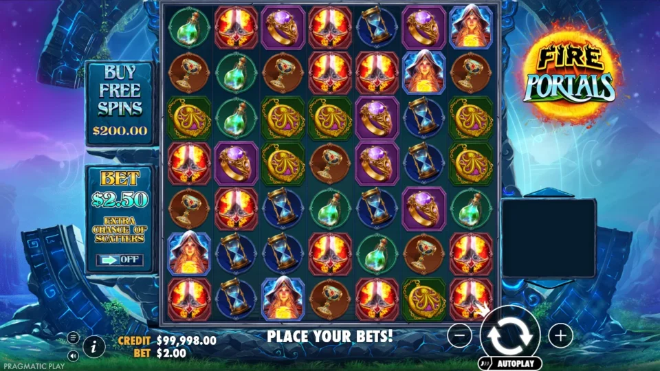 Fire Portals: Opening board at a USD 2 stake, with Ante switched off
