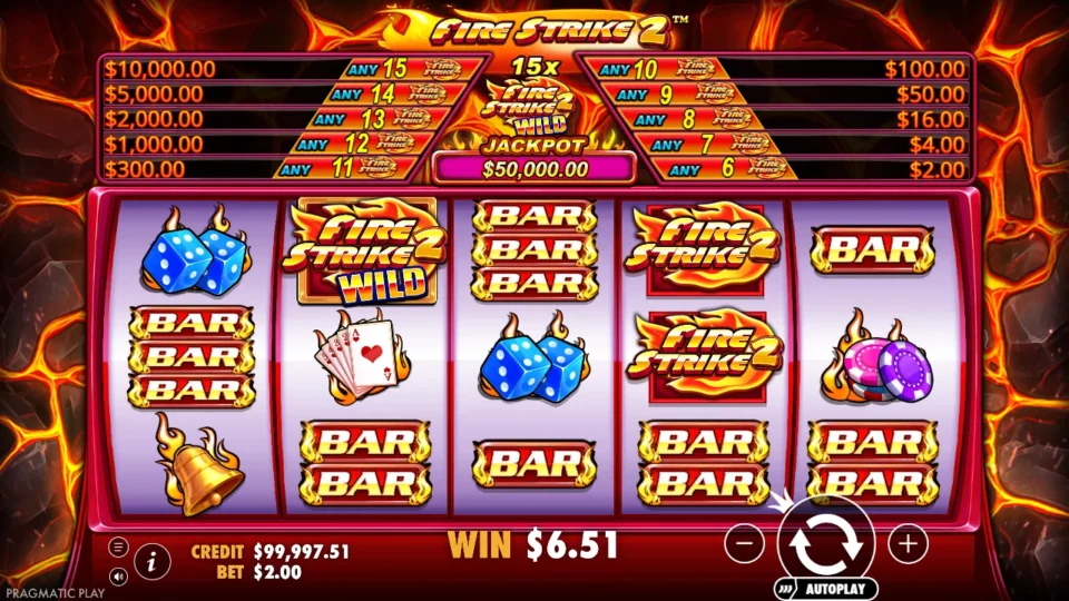 Fire Strike 2: win 3.5x (7.0) on media spin 45