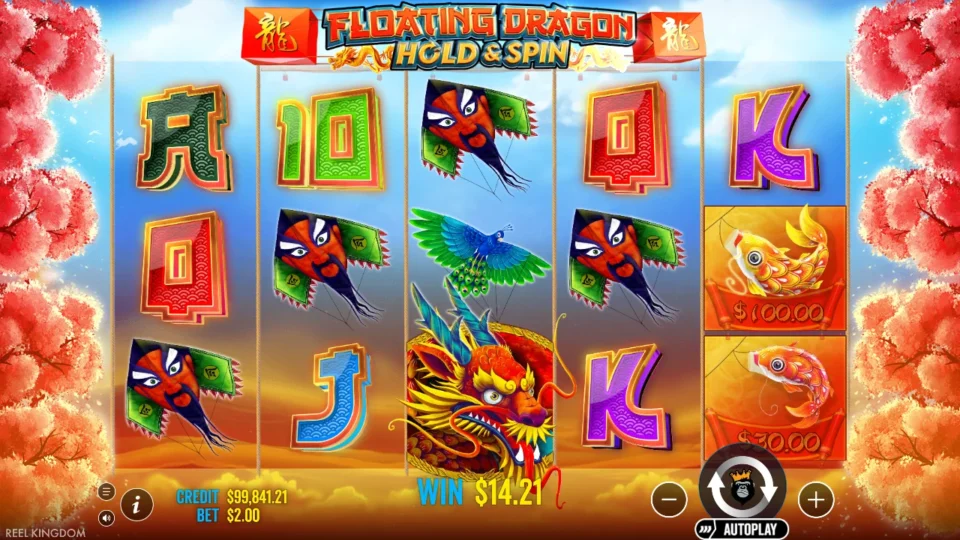 Floating Dragon: big win 10.0x (20.0) on media spin 168