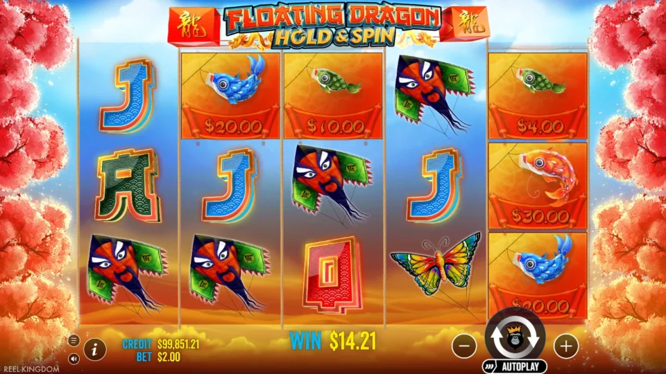 Floating Dragon: big win 10.0x (20.0) on media spin 173