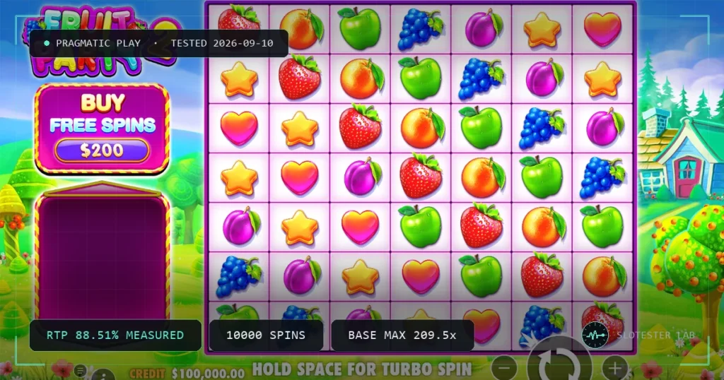 Fruit Party 2 — Slotester Lab test cover