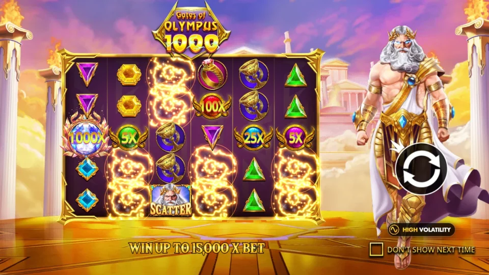 Gates of Olympus 1000: intro screen, slide 1