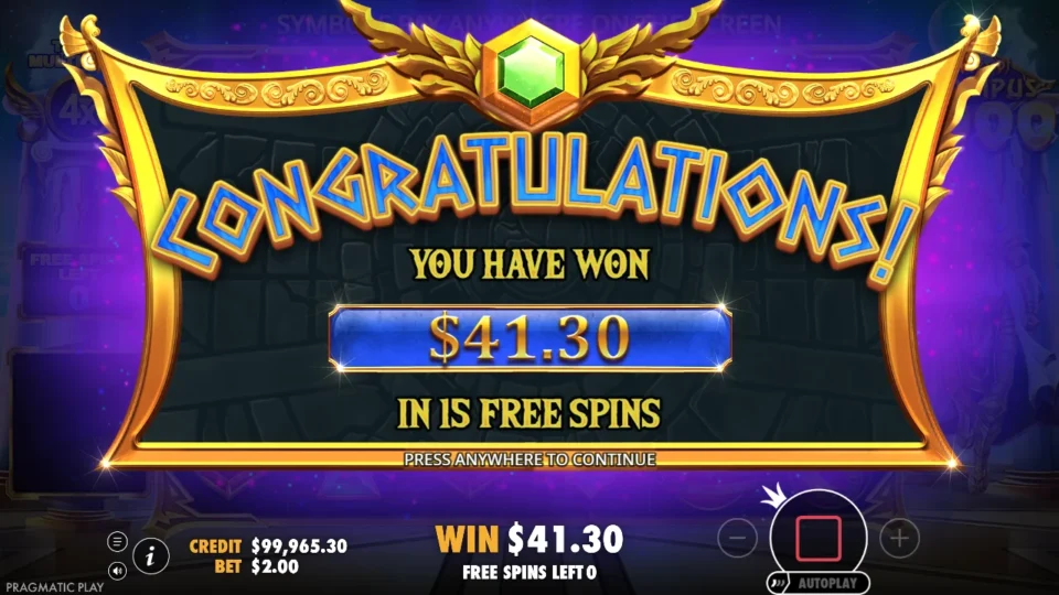 Gates of Olympus 1000: free spins result: 41.3 (natural trigger)